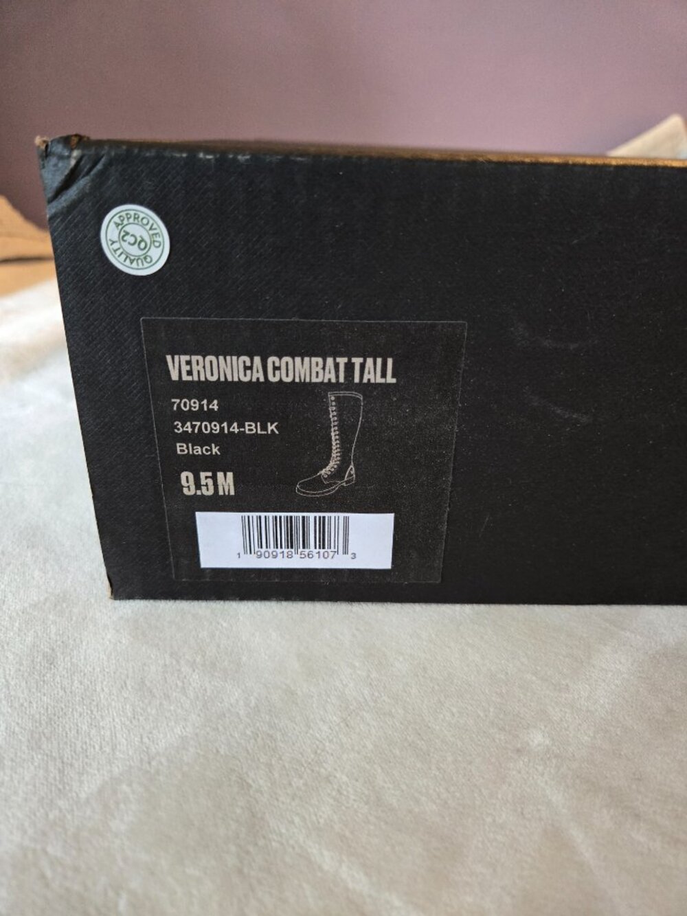 New in Box (NIB) Frye Veronica Combat Tall Boots Black Leather 9.5 - Picture 7 of 8